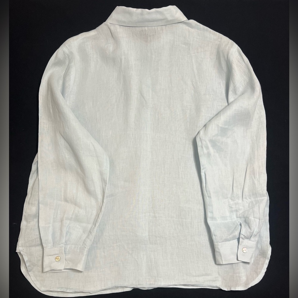 J.Jill 100% Linen Button-Down Shirt – Light Blue, Petite Medium Women’s - Picture 2 of 7